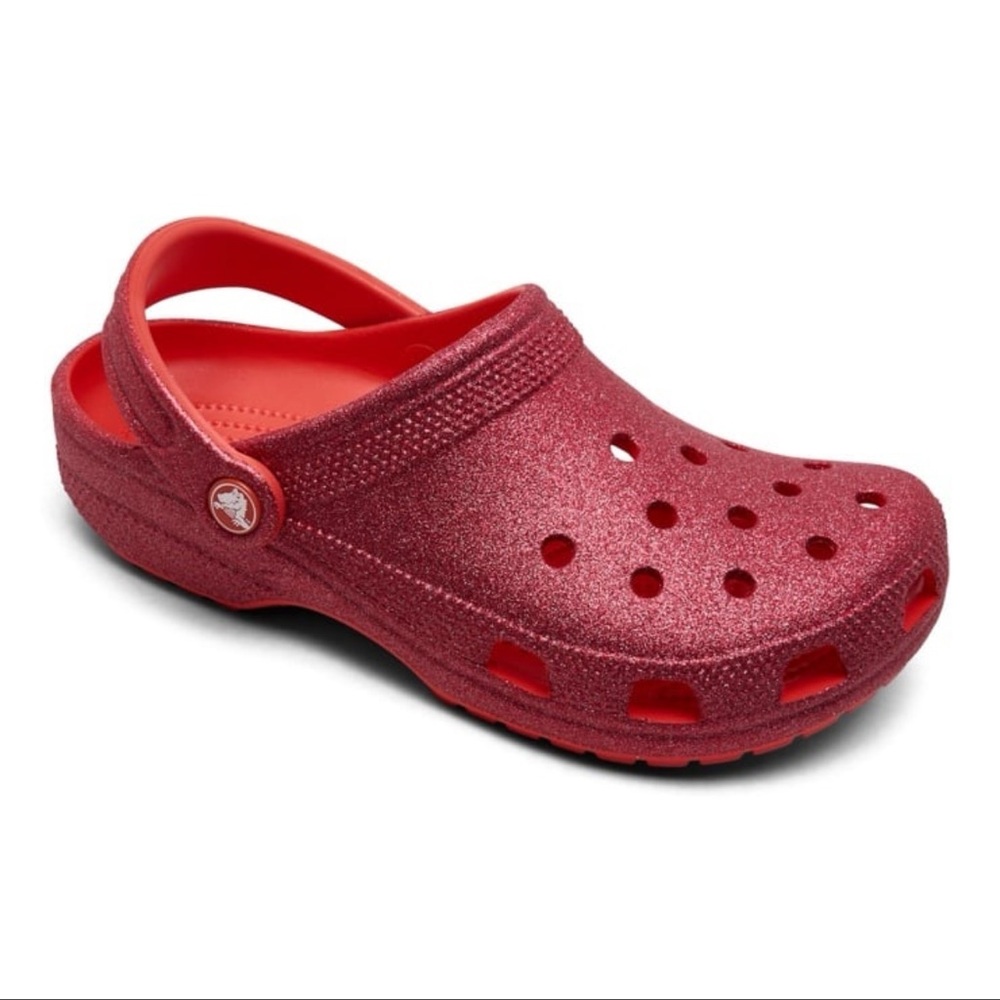 CROCS Women's Red Glitter Slippers
